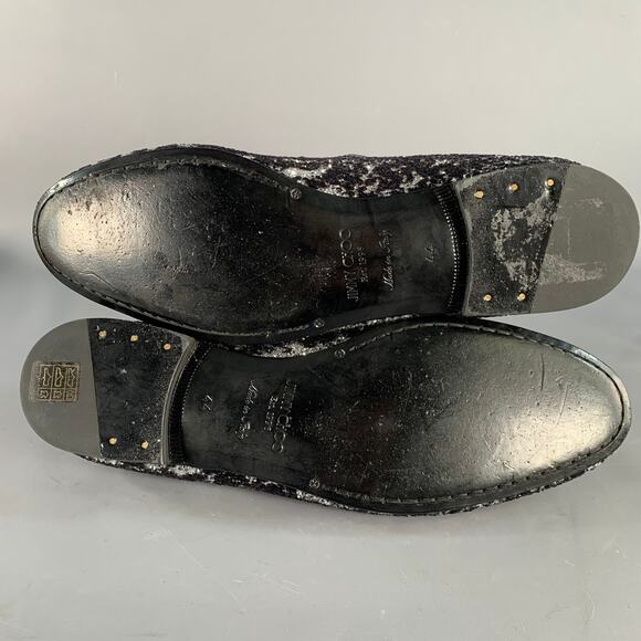 JIMMY CHOO Size 11 Velvet Glitter Devore Sloan Black Silver Slip On Loafers main image 10
